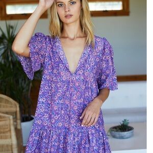 Emerson Fry Violet isla dress-  Floral V-Neck Tunic (violet wildflower)